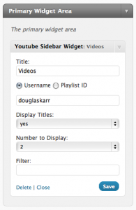 Screenshot of the YouTube Sidebar Widget