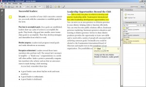 screenshot: trying highlighting and sticky note features in adobe reader x