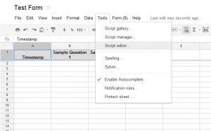 Screenshot - how to open the Script Editor in Google Docs